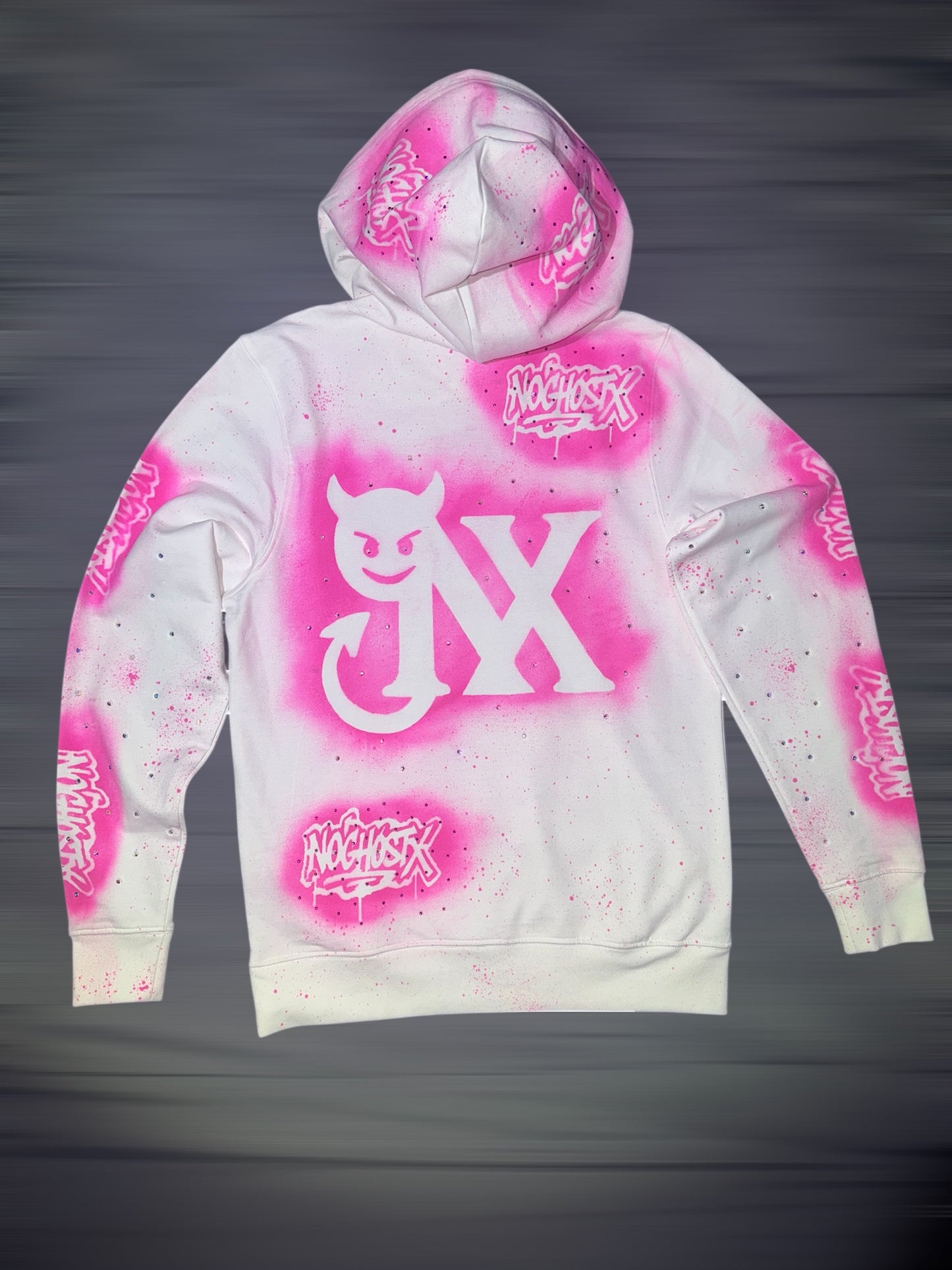 Hoodie NoghostX® — Edición Airbrush Pink Devil (Unisex)