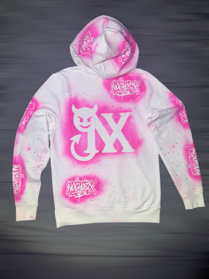 Hoodie NoghostX® — Edición Airbrush Pink Devil (Unisex)