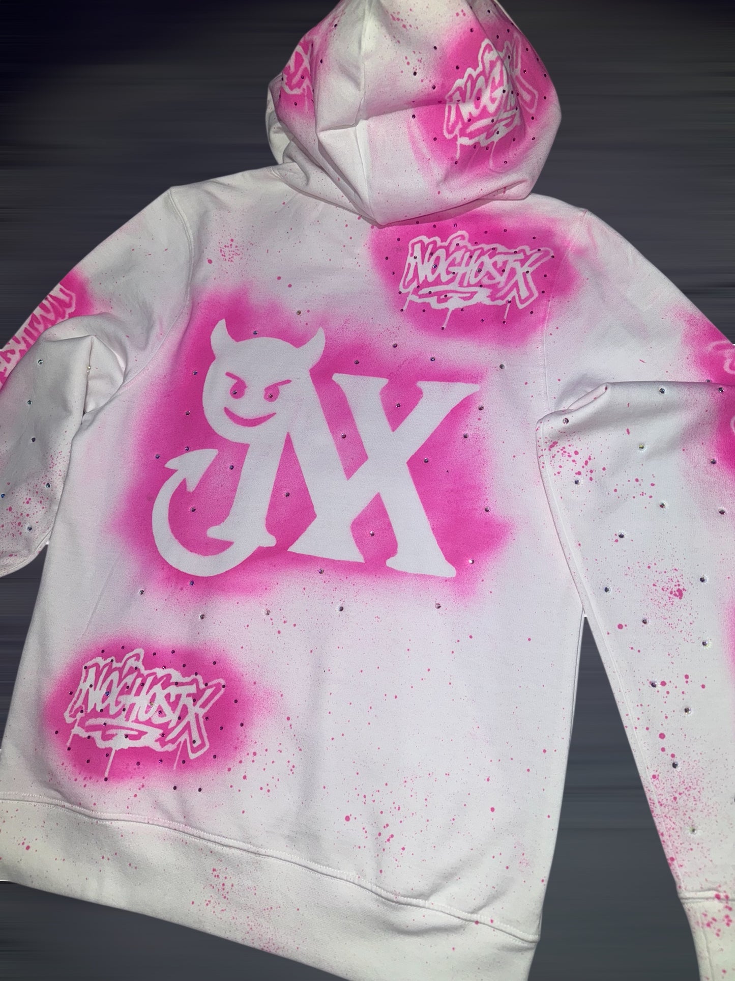 Hoodie NoghostX® — Edición Airbrush Pink Devil (Unisex)
