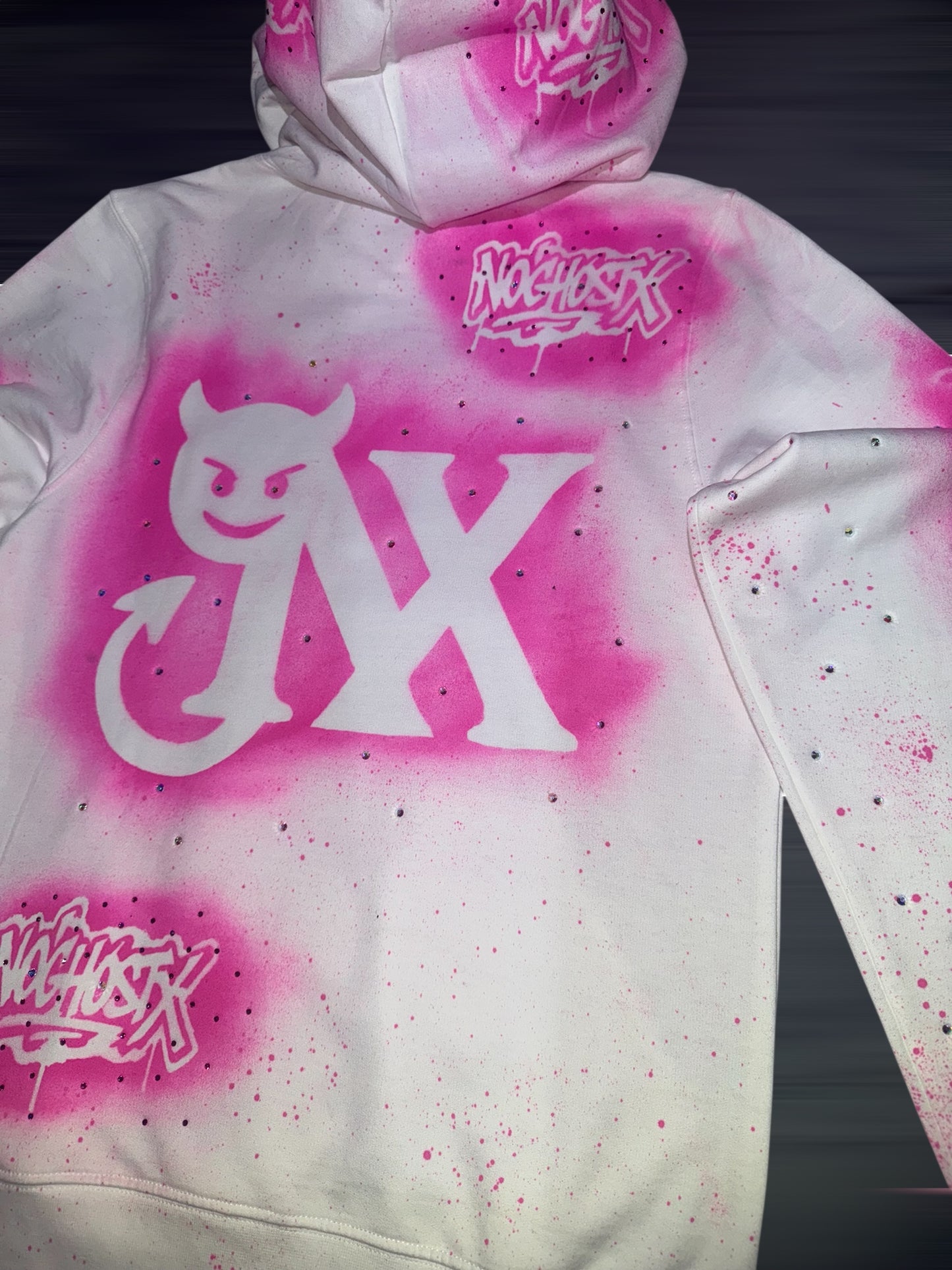 Hoodie NoghostX® — Edición Airbrush Pink Devil (Unisex)