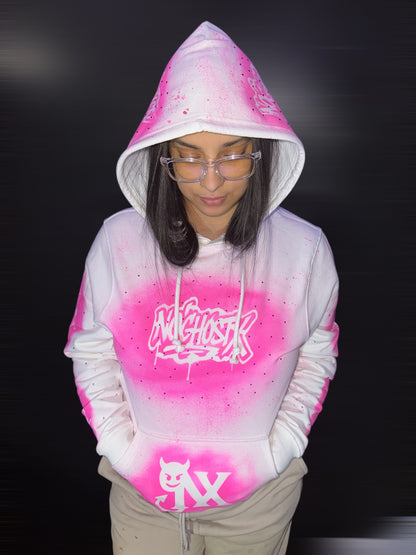 Hoodie NoghostX® — Edición Airbrush Pink Devil (Unisex)